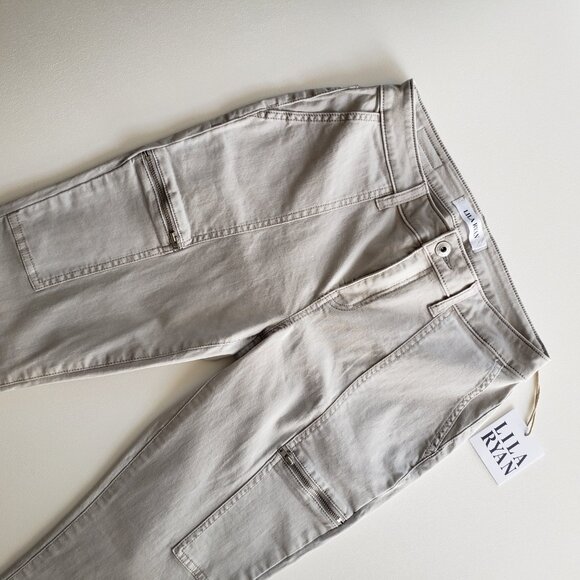 LILA RYAN Size 6 Khaki Gray Military Patch Pocket Skinny Pants NWT - Picture 7 of 14